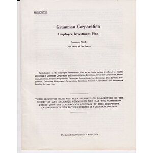 1976 Grumman Employee Investment Plan Prospectus | Aerospace Stock History